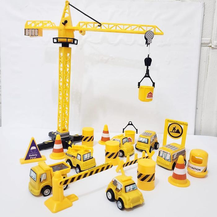 Mainan alat konstruksi lengkap kgp57 mainan truk konstruksi beko excavator car n tower crane