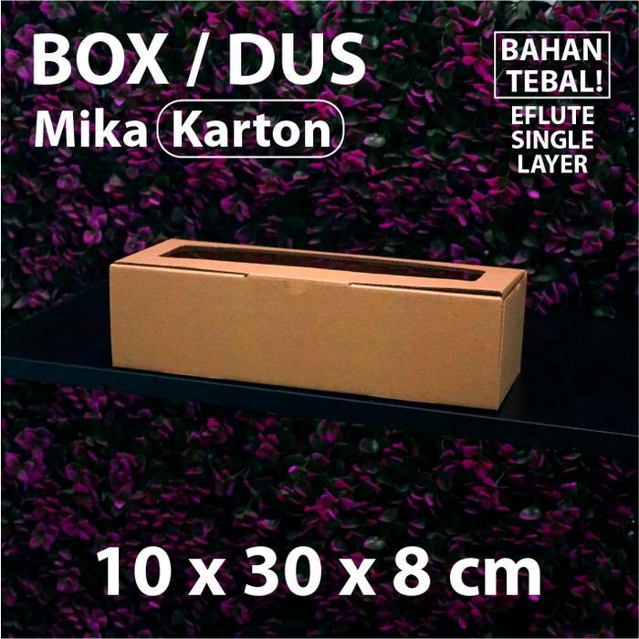 New Dus Karton Kaca 10 x 30 x 8 cm - Box Coklat - Cake atau Hampers Rumah
