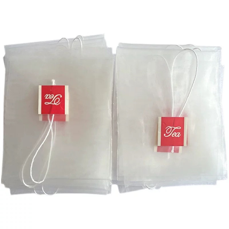 500Pcs 5.5 X 7Cm Pyramid Tea Bag Filter Nylon Tea Bag Single String Label Transparent Empty Tea Bag