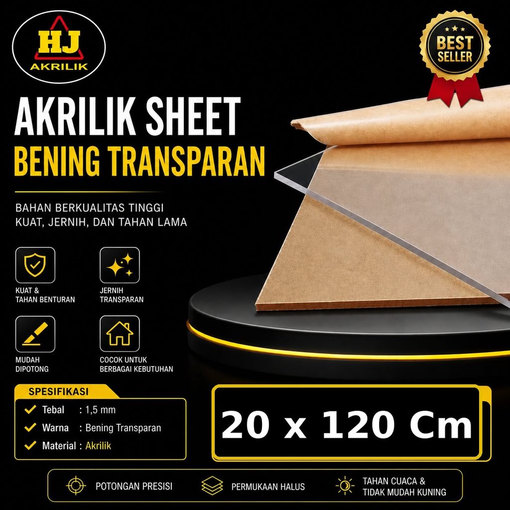 Akrilik 1,5mm Bening 20 X 120 Cm Akrilik Lembaran