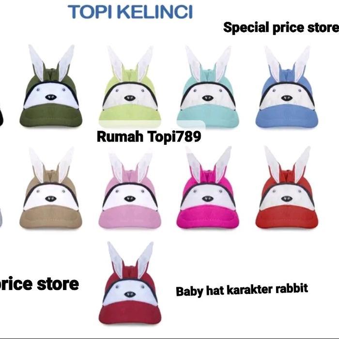 Topi Anak Karakter Kelinci Bayi Balita Cewek Cowok Nyaman Kids Coustom Nama Terlaris