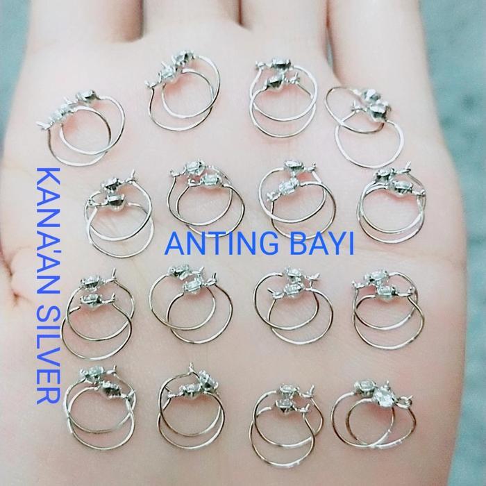 Anting Bayi Perak Silver 925 Asli Lapisan Emas Putih Kualitas Terbaik Terlaris