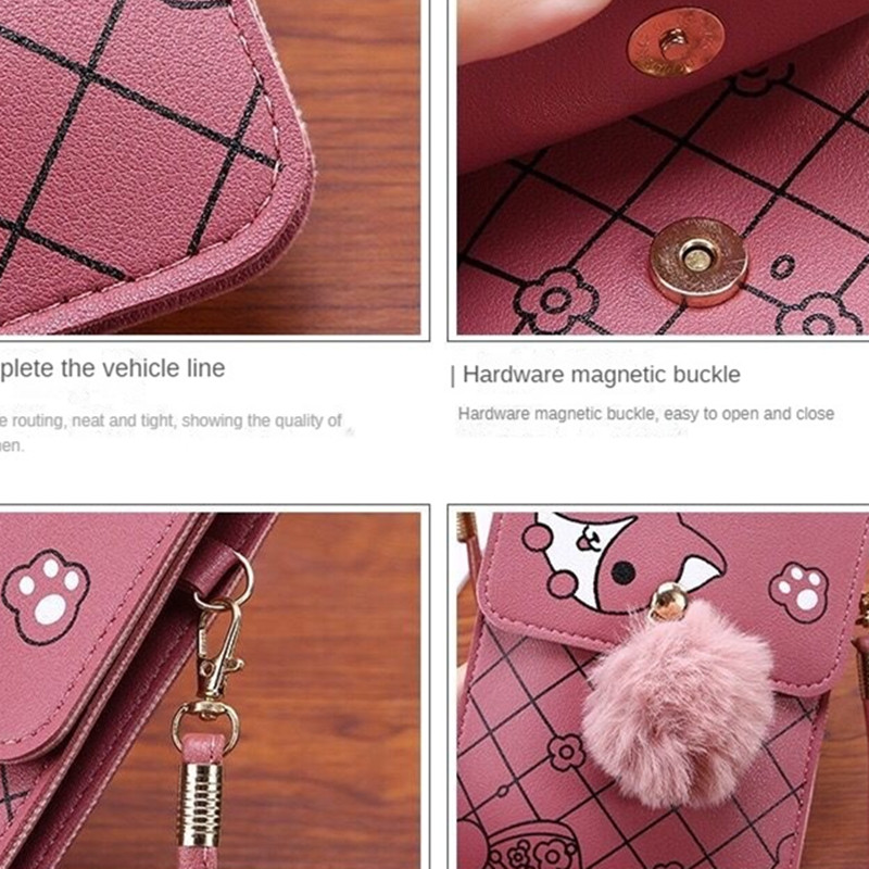 Women Multi-functional Touchable Cell Phone Pocket Card Purse Crossbody Shoulder Bags Daily Pouch