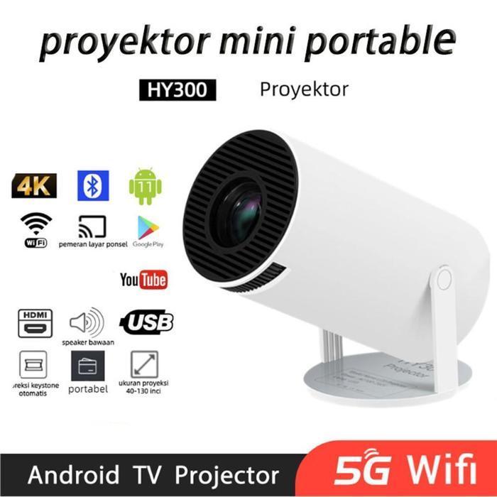 Terbaru Smart Hy300 Proyektor Android 11.0 Bluetooth Proyektor 2.4+5G Wifi 6 Portabel Mini Lcd