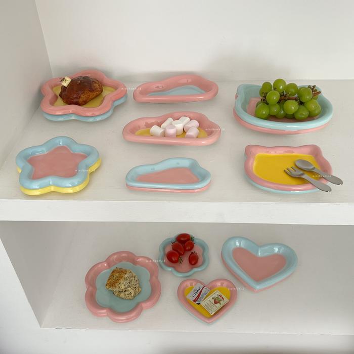 Ready [Minihome] Bitna Piring Korea Aesthetic Homecafe Minimalis Alas Makan Keramik Estetik Polos