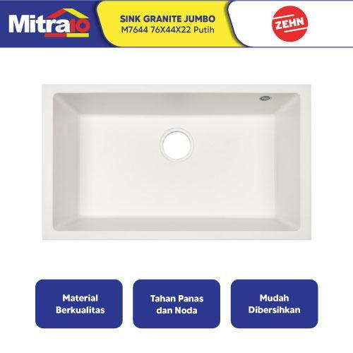Sink Granite Jumbo Zehn+ 1 Kolom Putih 76X44X22Cm M7644 - Granite Sink White [Include Packing Kayu]
