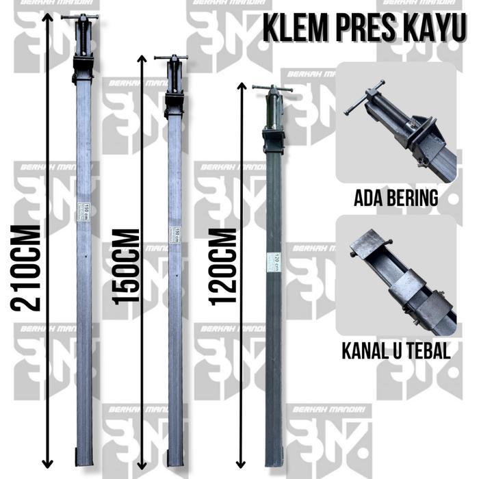Klem kayu/Catok kayu Panjang 120cm 150cm 210cm Besi Kanal U alat Press Kayu/Alat Penjepit Kayu/Pres