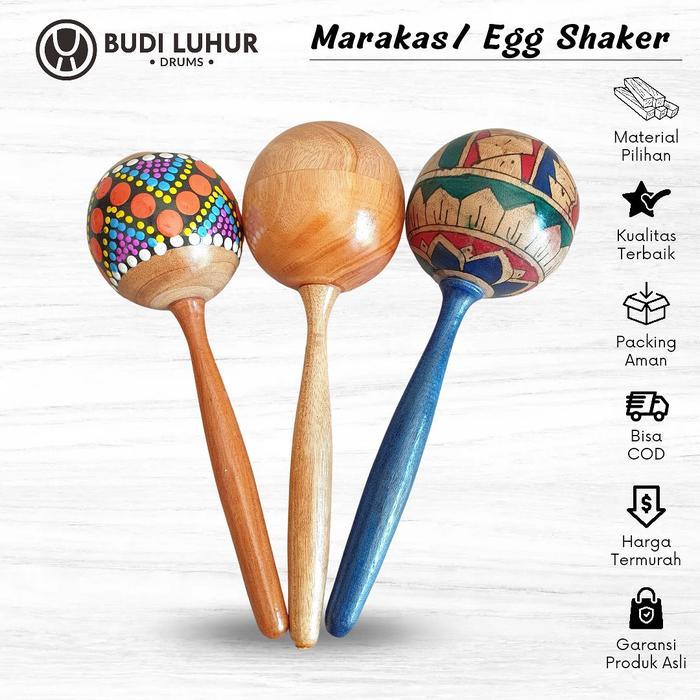 Alat Musik Marakas Stik Jumbo Egg Shaker Bahan Kayu Icik Icik