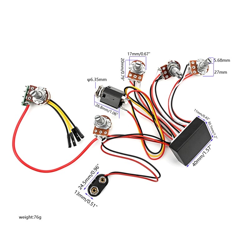 Bass Active Passive Preamp, Guitar Bass Pickup 3 Band Active EQ Equalizers Preamp Circuit and Tone