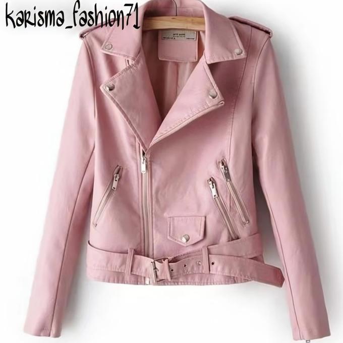 Ada Ready Ada jaket kulit crop wanita jaket rock n roll wanita lengan panjang jaket kulit cewe korea