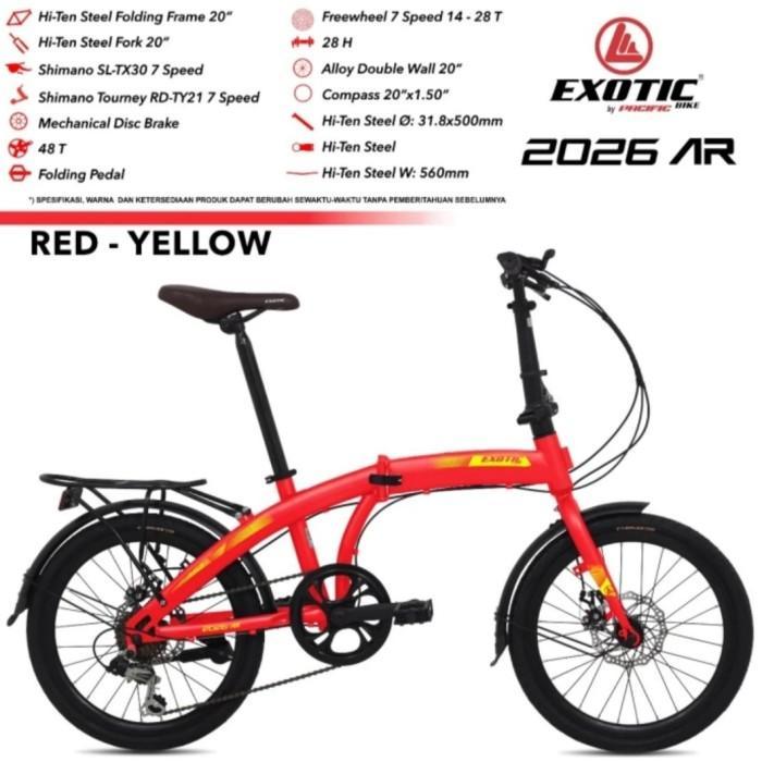 SEPEDA LIPAT EXOTIC MURAH BY PACIFIC BIKE 2026AR BONCENGAN 20" 20 INCH - AR Red Yellow
