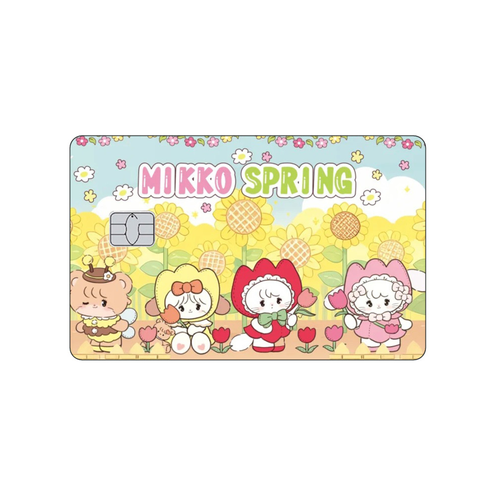 Cute Mikko Illustrator Credit Card Skin Mousse Cammy Latte Souffle Matte Stickers for VISA Bank Card