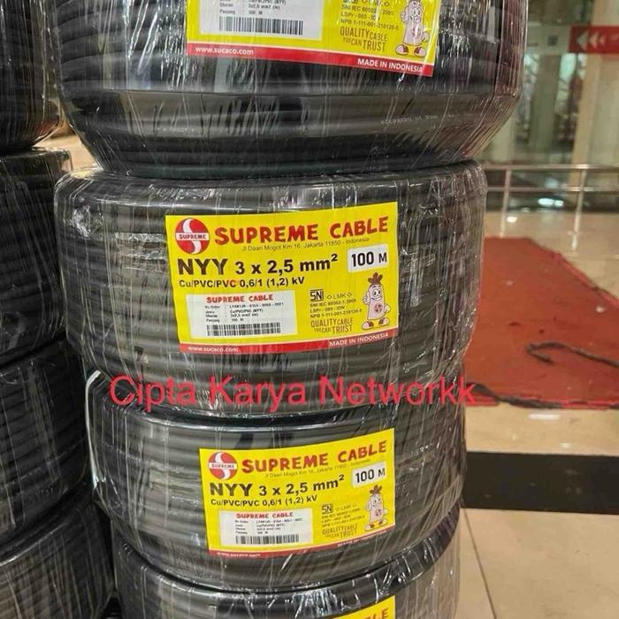 New Kabel Supreme Nyy 3X2,5 Mm / Supreme Nyy 3X2.5 100M Engkel Hitam / Nyy 3X2.5 Mm Supreme / Nyy