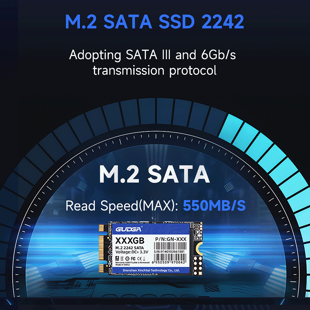 GUDGA SSD 2242 M2 NGFF SATA SSD QLC 256GB SSD M2 2242 Drive Internal Hard Disk Drive For Laptop