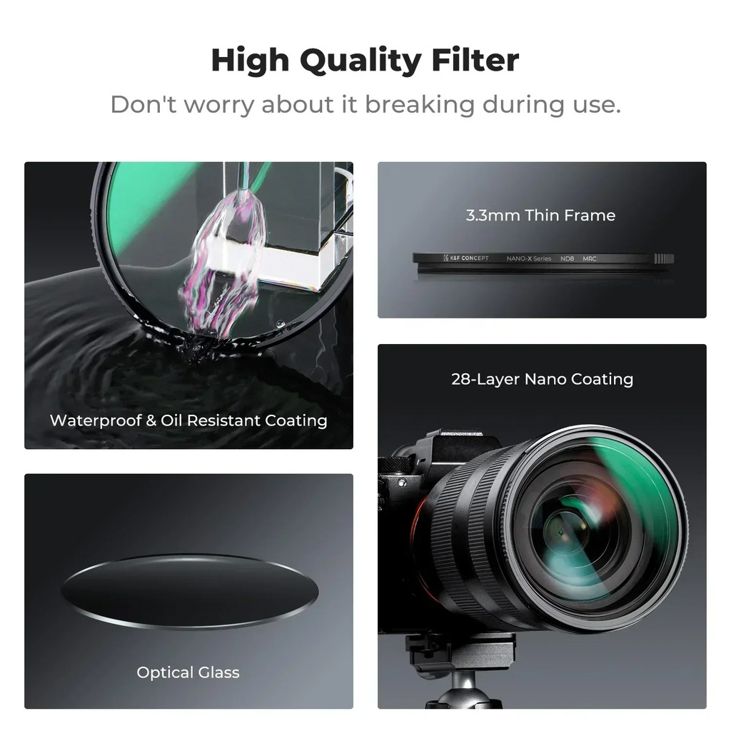 K&F CONCEPT 49-82mm ND Filters ND4/ND8/ND64/ND1000/GND8/GND16 Camera Lenses Filter Neutral Density
