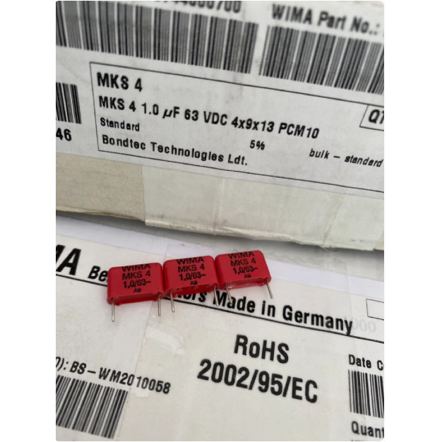 20PCS/LOT ORIGINAL GERMAN WIMA MKS4 1UF 63VDC 4X9X13MM P:10MM AUDIO FILM CAPACITORS FREE SHIPPING