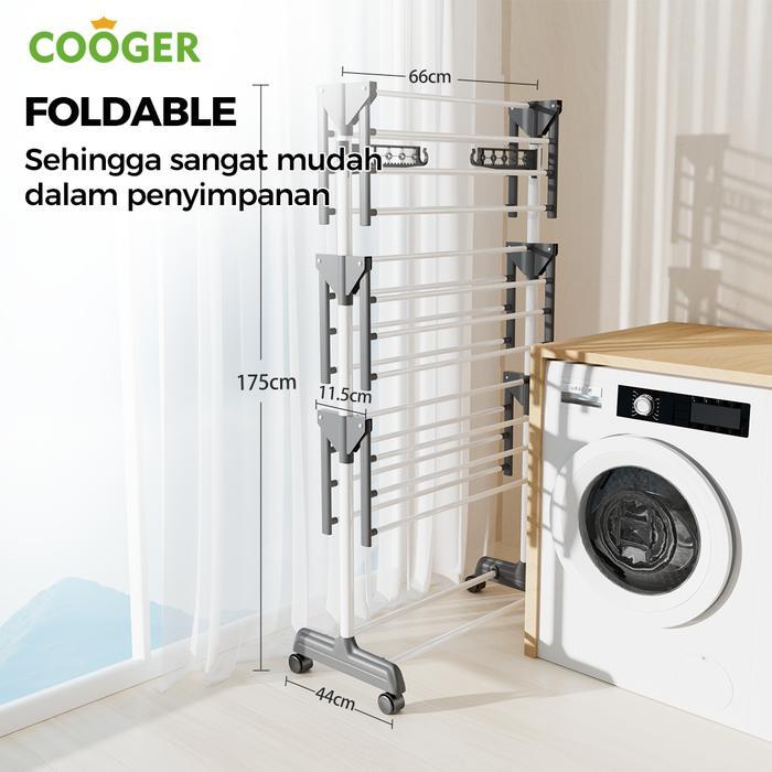 [Cod] Cooger Rak Jemuran Aluminium Untuk Handuk Baju 4 Susun Besi Pakaian Pipa Jemuran Besi Pakaian