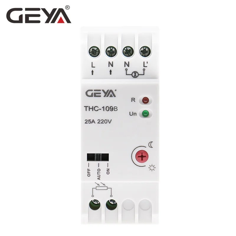 GEYA THC-109B Photocell Light Controller Switch with Sensor 16A 25A AC220V Din Rail Lamp Control