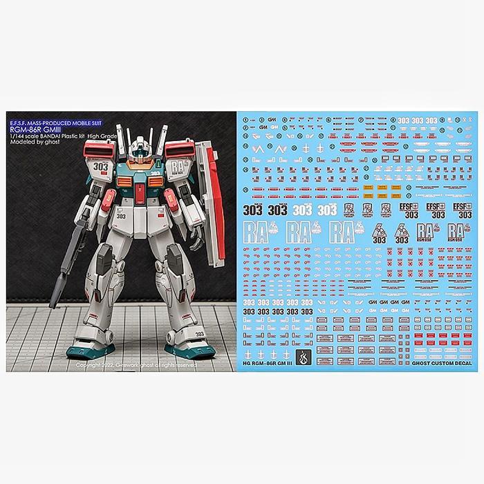 Terbatas HG RGM-86R GM III WATER DECAL GHOST CUSTOM DECAL