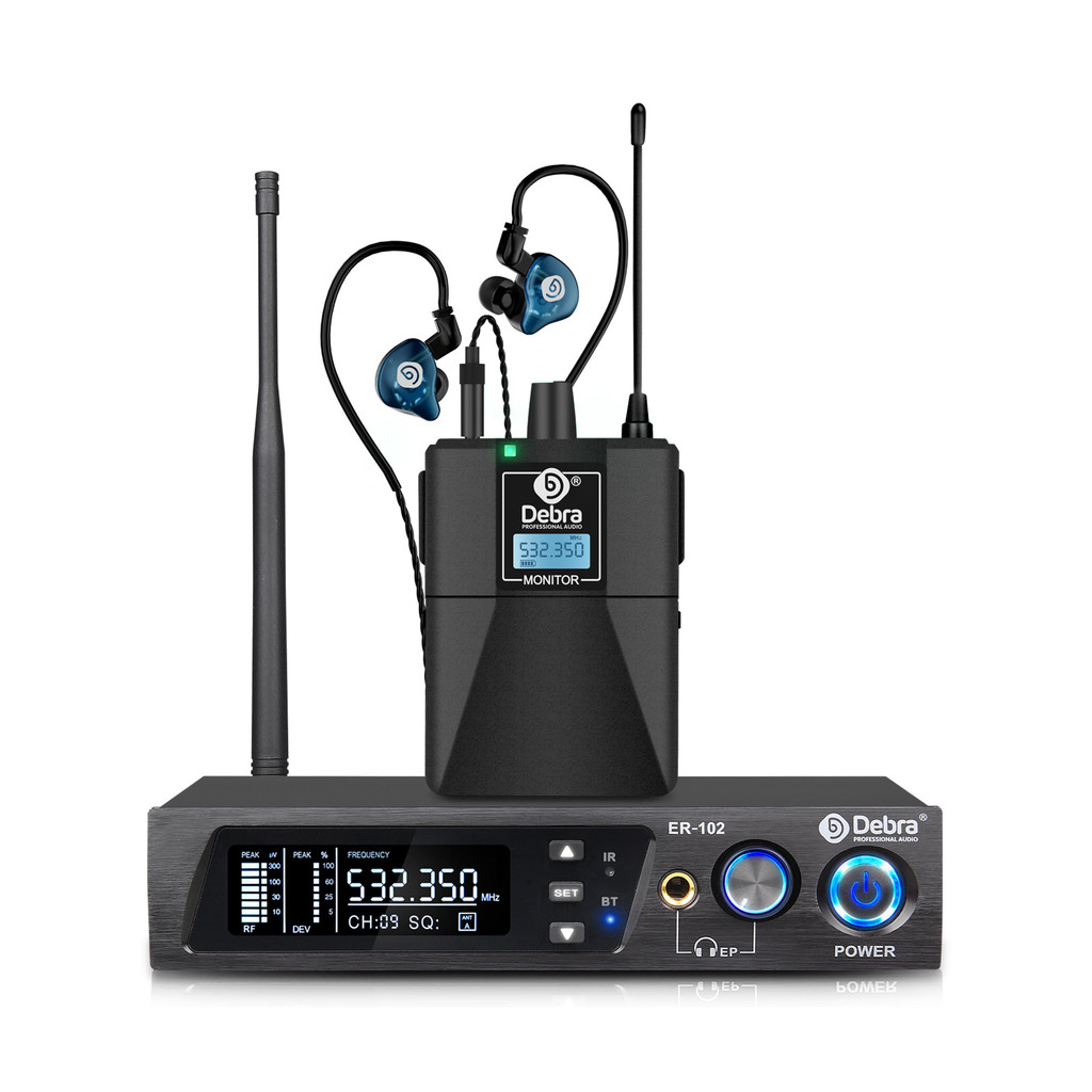 Debra UHF PRO Wireless Headphone Earphone Monitor ER-102 Transmitter Receiver Audio For Concerts