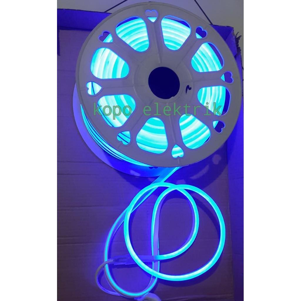Lampu Strip LED Flexible 5 Meter + Soket / Lampu Neon Flex Biru