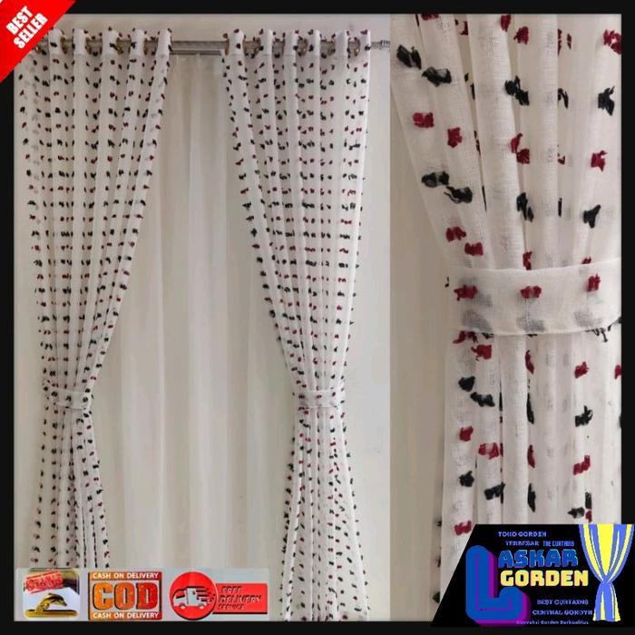 "New" Gorden Vitrase motif daun Terbaru Vitrase Rumah Minimalis Vitrase Ruby Smokring Ukuran