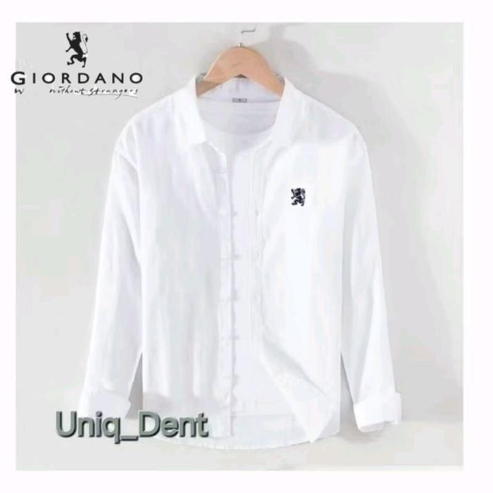 kemeja pria giordano 3d slim fit kemeja panjang pria casuall