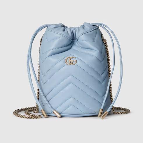 Tas messenger,Tas Premium Wanita,GG Marmont small bucket bag,blue