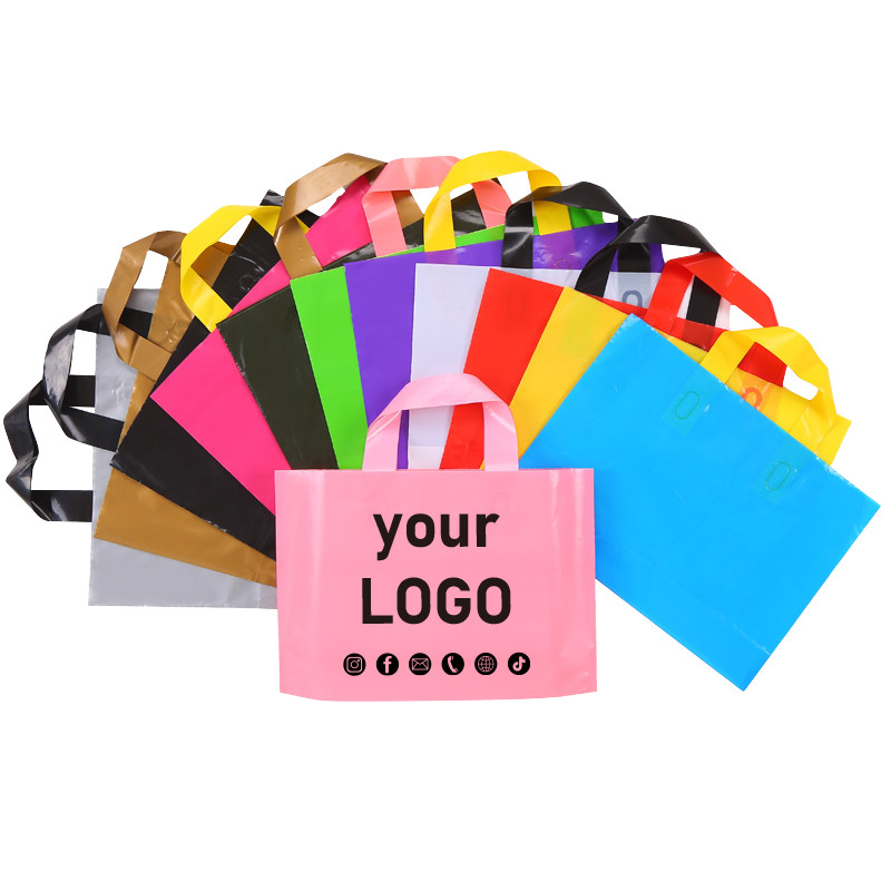 Custom logo clothing store shopping bag plastic bag party wedding gift event advertising packaging b