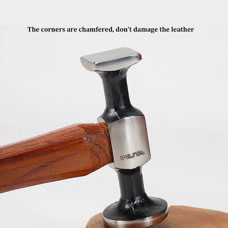 WUTA Leather Mallet Hammer Cobbler Hammer Carbon Steel Double Head Smooth Chasing Hammer for