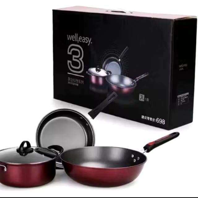 panci set teflon penggorengan serbaguna 3 in 1