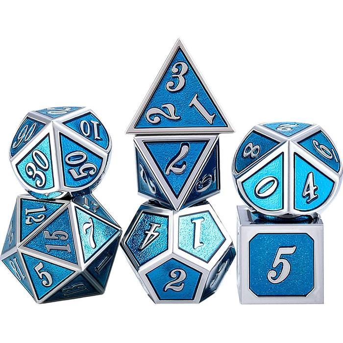 SPECIAL TecUnite 7 Dice Metal Polyhedral Dice Set DND Dice Set - Dadu Metal