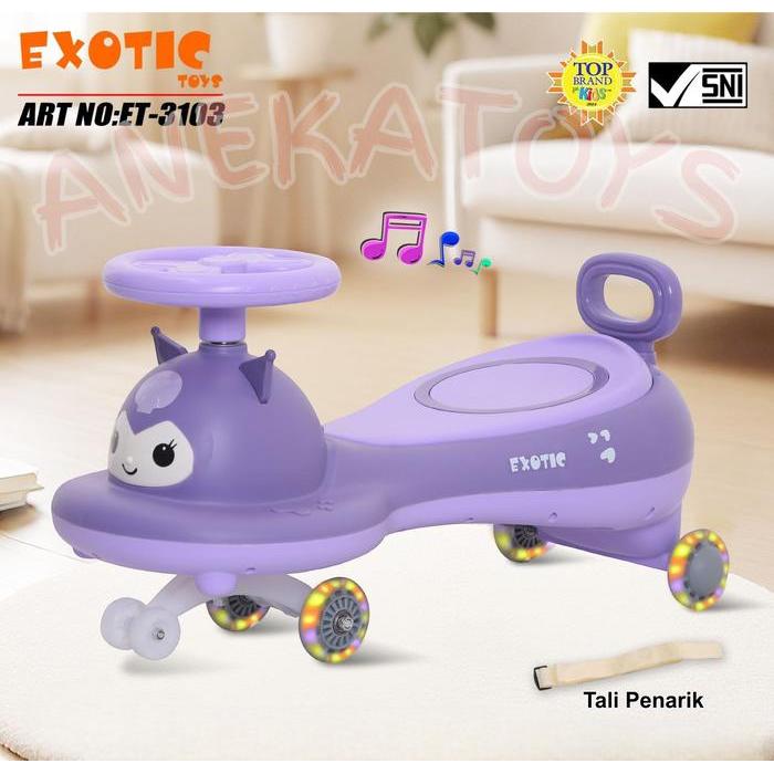 Swing Car Exotic ET3103 Magic Car Kuromi dengan Musik Lampu n Roda Lampu LED Yoyo Tolo Ride