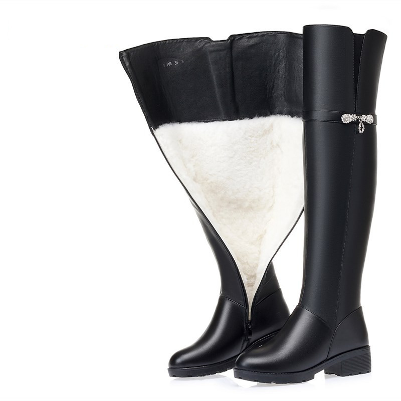 AIYUQI Winter Boots Women Knee High Long Boots Genuine Leather Waterproof Women Thigh High Boots