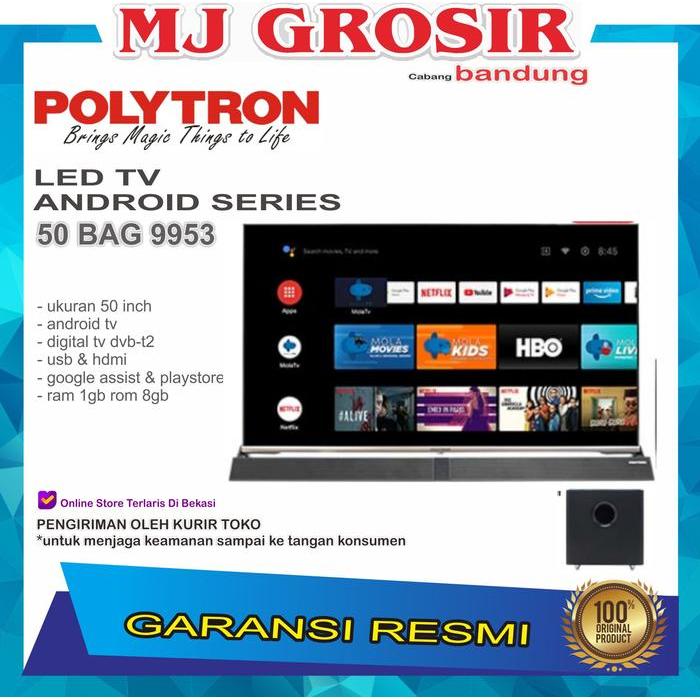 LED TV POLYTRON 50" 50BAG9953 50 INCH USB MOVIE ANDROID SOUNDBAR