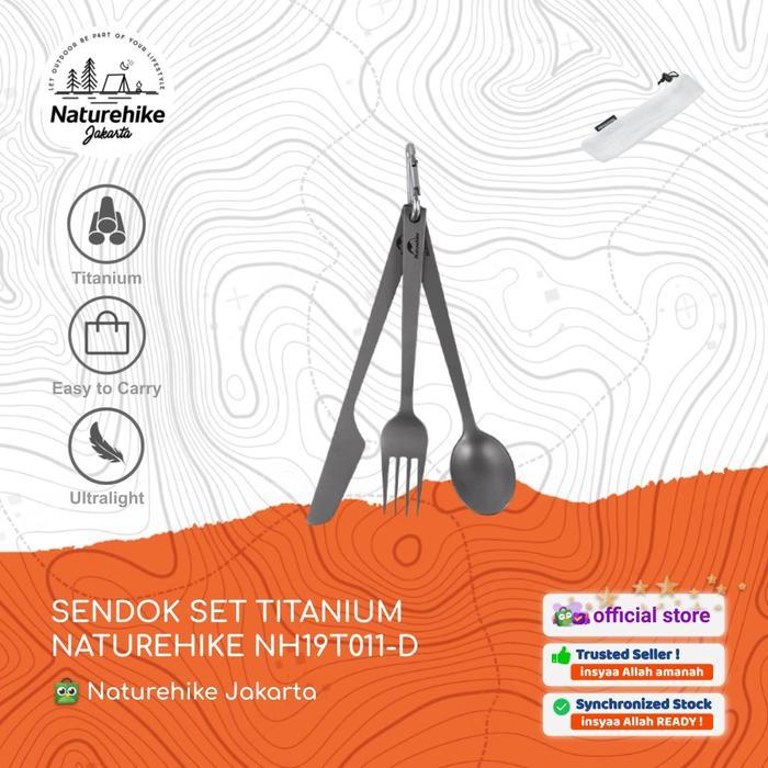 ASLI SENDOK SET TITANIUM NH19T011-D GAU CAMPING PORTABLE READY STOCK