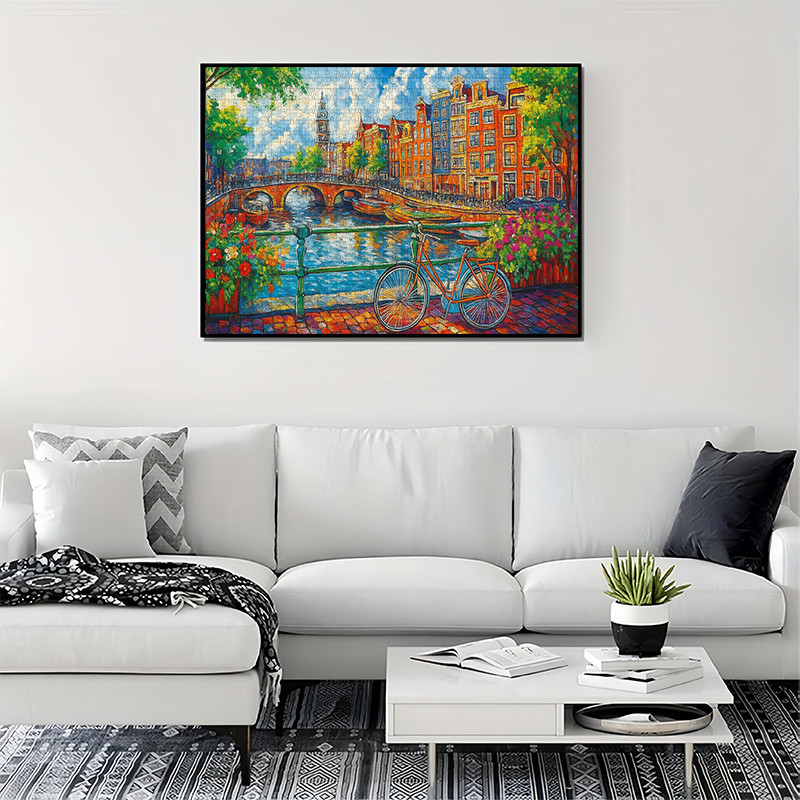 500/1000pcs Amsterdam Canal Houses Jigsaw Puzzle Suitable for Adults - Large Challenging Brain