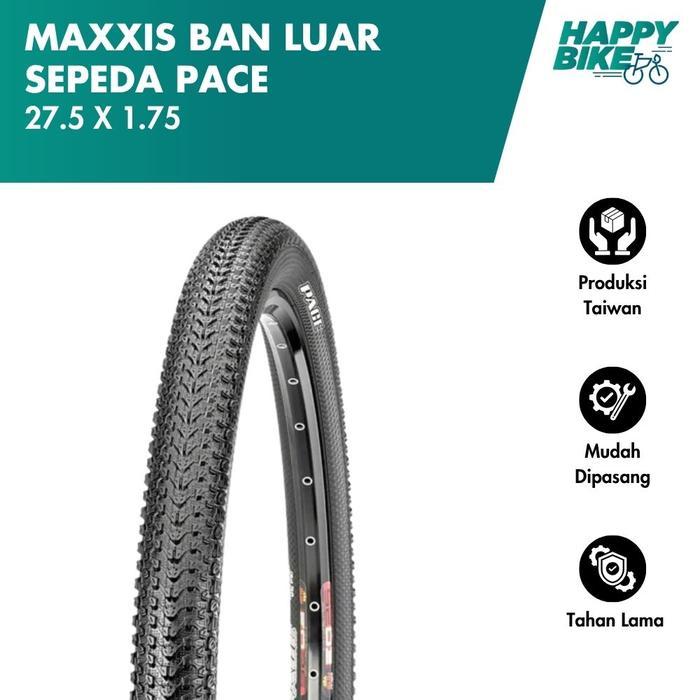 MAXXIS Ban Luar Sepeda Pace 27.5 x 1.75 60 TPI Bicycle Outer Tires MTB Gravel Cross Country Kevlar