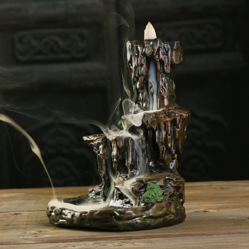 1pc, Incense Cones Burner, Incense Burner Holder Resin Backflow Incense Burner Mountain Stream