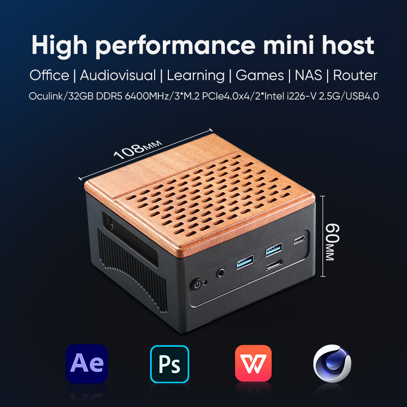 Topton Oculink Gaming Mini PC AMD Ryzen 9 7940HS 32G DDR5 6400MHz 3*PCIe4.0 2*2.5G LAN USB4 NAS