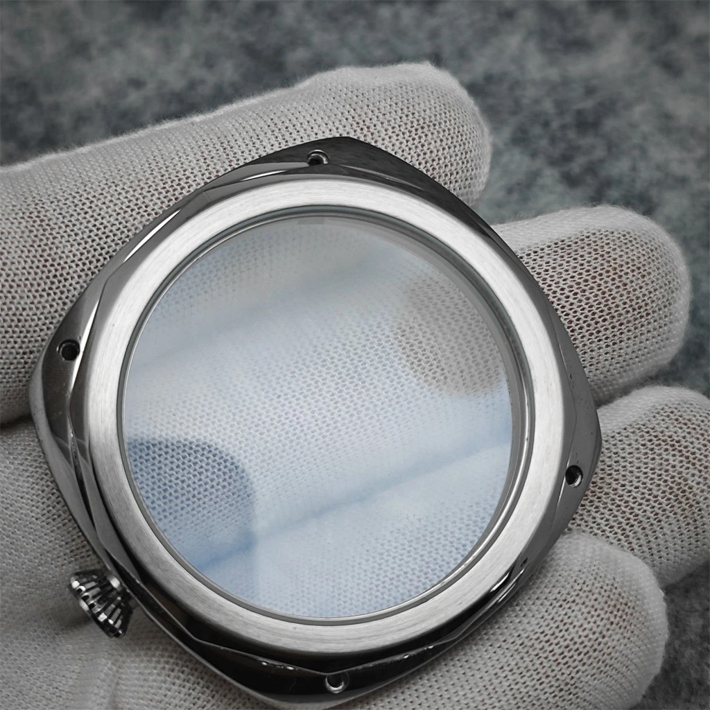 45mm Carved Polished Watch Case Brushed 6497 Case for ETA 6497/6498 Mechanical Movement 316L Steel