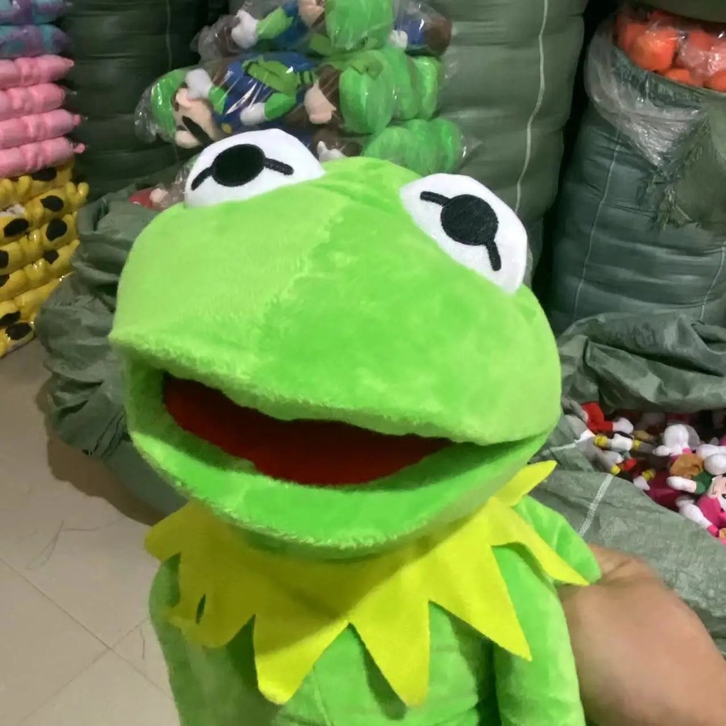 1pKermit The Frog Funny Plush Doll Hand Puppet Schoolbag Frog Animal Plush Toy Big Doll