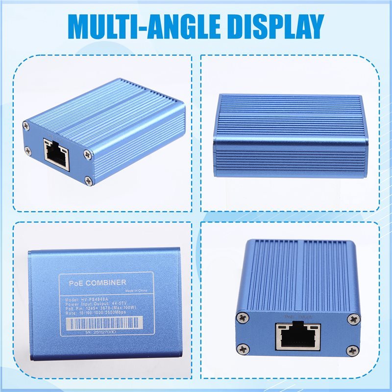 New Arrival 2.5Gigabit Poe Combiner 12-60VDC Injector Splitter For IP Cameras Voip Phones 2500Mbps