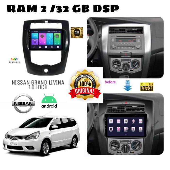 Headunit Android Nissan Grand Livina 10 Inch Fullset Frame & Socket