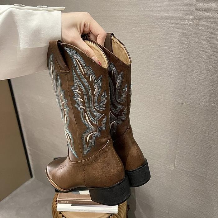 Women'S Western Cowboy Boots, Knight Boots, Ins, Fashion, Martin Boots, Chelsea Boots, Sepatu Kulit