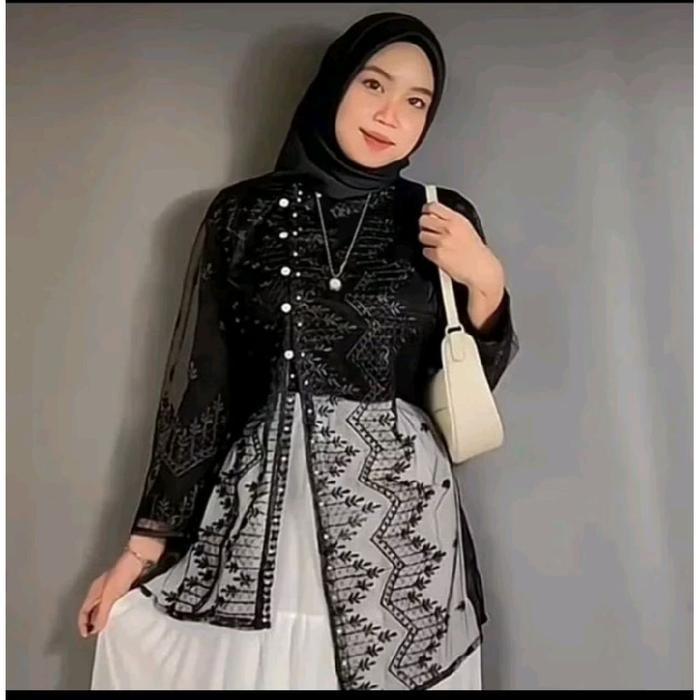 Outer Brokat Janggan Modern/ Outer Brokat Wisuda Terbaru / Baju Atasan Wanita Dewasa Motif Random