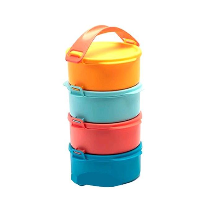 Tupperware Small Click To Go Rantang Bulat 4 Susun 550Ml Simple Sayur Kitchenware #Gratisongkir
