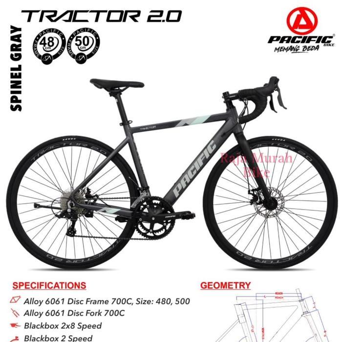 sepeda balap roadbike pacific tractor 2.0 frame alloy 16 speed roadbike pacific 700c - Spinel Grey, 