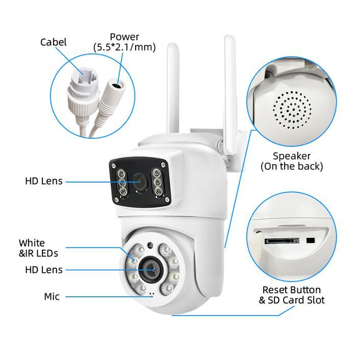 Best Seller [Wifi Cctv] V380 G5A Di Luar Ruang Outdoor Dual Lens Cctv Camera Hd 6Mp Wi-Fi Multi