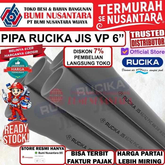 Pipa Rucika Abu 6" AW Inch 4 Meter JIS Peralon PVC Pipe Air